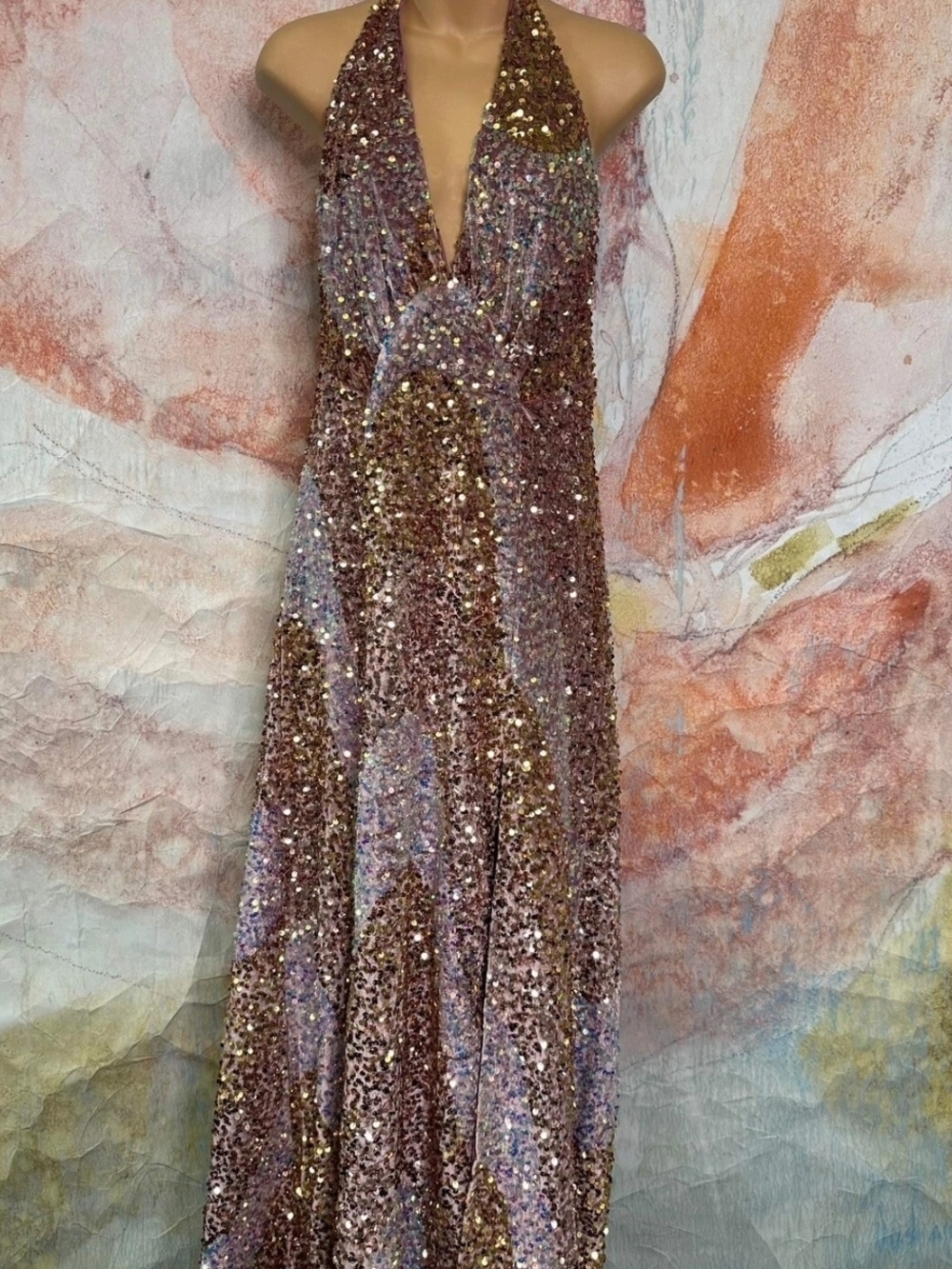 Free People Glitter & Gold Sequined Midi Dress S NWOT - Picture 6 of 9